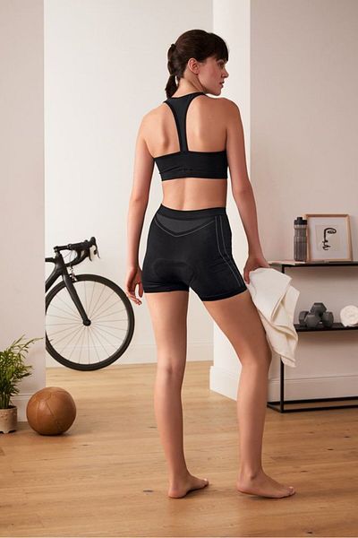 Tchibo Women Sportswear Fit Plain Cycling Shorts, Black