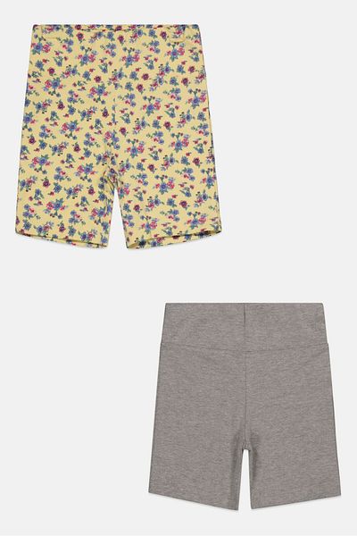 Madden Girl Kids Girl 2 Pieces Floral Print Biker Short, Yellow