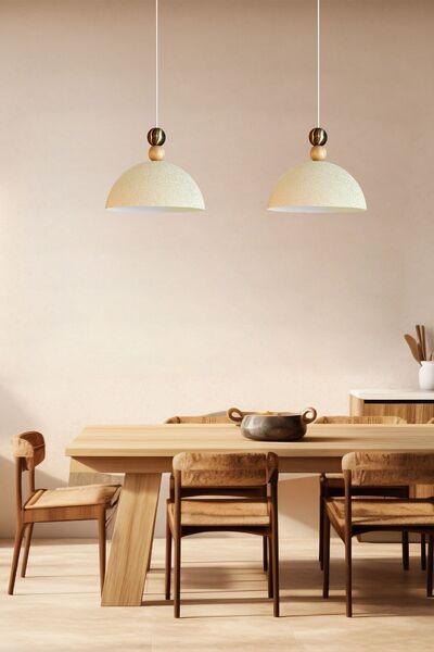 Bamyum Yimpi Dokulu Açık Krem Büyük Eskitme Boncuk Avize Tekli Sarkıt Salon Mutfak Dekoratif Aydınlatma