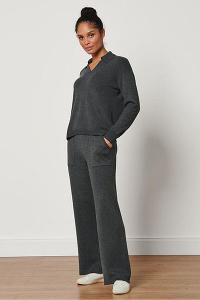 Tchibo Women Regular Fit Plain Pull-on Pant, Dark Grey