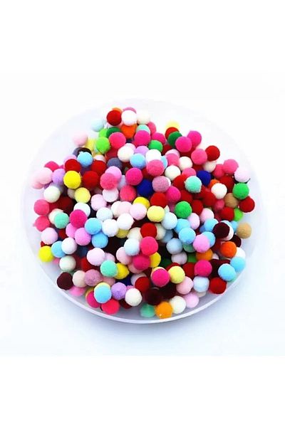 Angoravi 12mm Colorful Mixed Soft Pompom Plush 200 Pieces