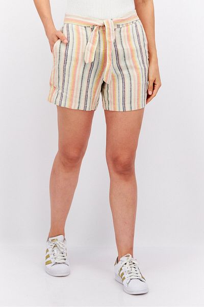 Esprit Women Striped Basic Shorts, Beige