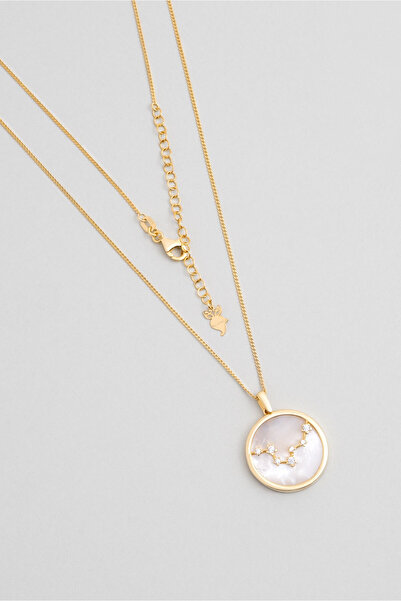 So CHIC... Balık Burcu 18 Ayar Sarı Altın Kaplama 48 Cm Gümüş Sedef Kolye