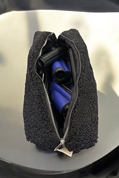 BAHELS Teddy Peluş Siyah Tüm Saç Şekillendirici İçin Xl Boy Çanta Seyahat Çantası