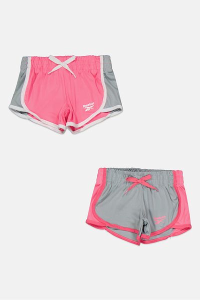 Reebok Toddlers Girl 2 Pack Pull On Sportswear Shorts, Pink
