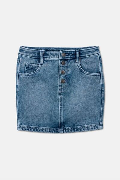 Tchibo Kids Girl Textured Denim Skirts, Blue