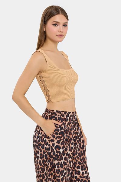Hiccup Κοντό Crop Tank Top με κορδόνι με τετράγωνο γιακά