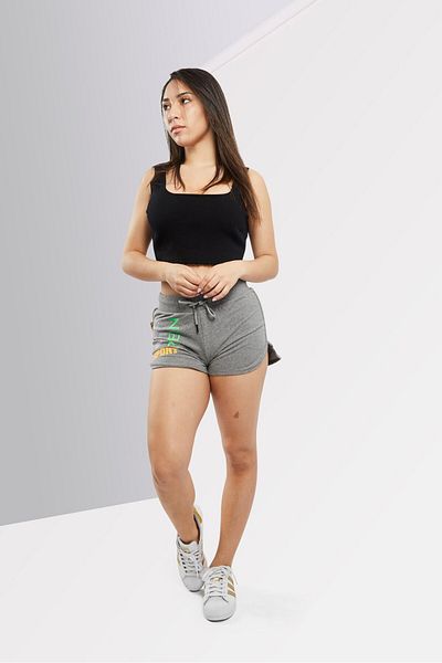 Plein Sport Women Sportswear Fit Training Shorts, Grey Combo