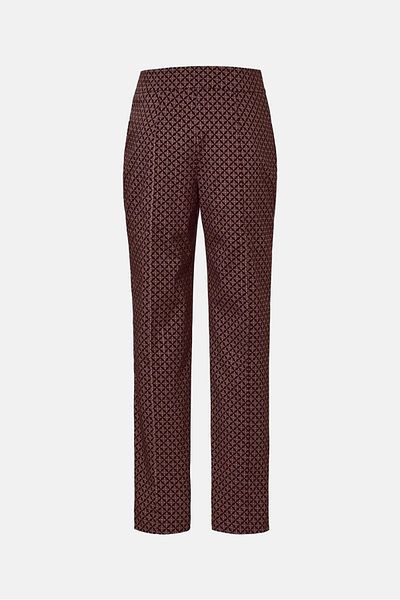 Tchibo Women Regular Fit Allover Print Trouser Pants, Burgundy
