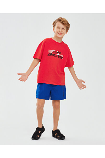 SKECHERS Swimwear B 5 Inch Swimshort Büyük Erkek Çocuk Mavi Deniz Şortu SK241129-403