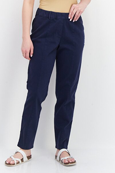 Tchibo Women Slim Fit Plain Dress Pants, Navy Blue