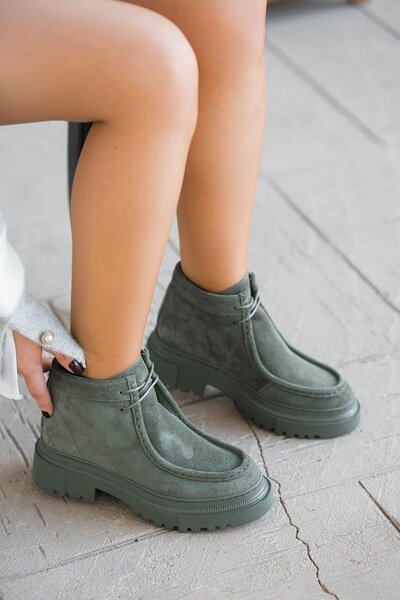 Parponi Harris Kadın Hakiki Deri Süet Postal Yeşil