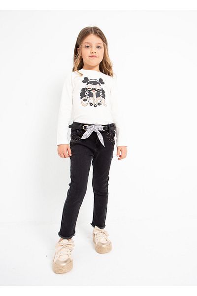 MAYORAL Girl's Denim Belted Trousers 3509