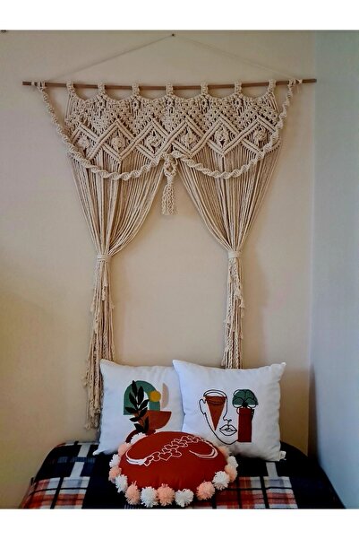 Zuviel Deco Handmade Makrome Dekoratif Perde, Kapı Perdesi, Duvar Süsü