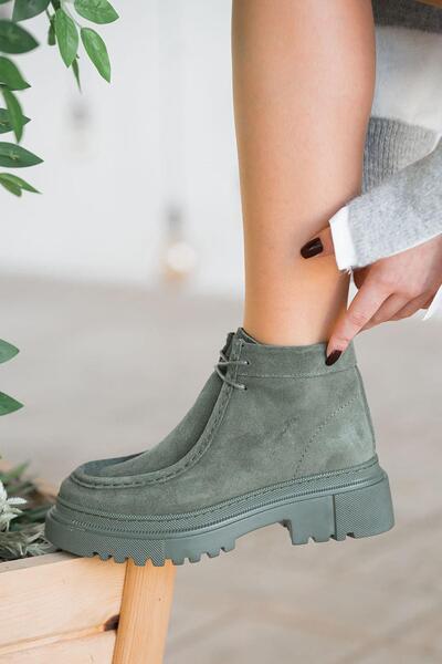 Parponi Harris Kadın Hakiki Deri Süet Postal Yeşil