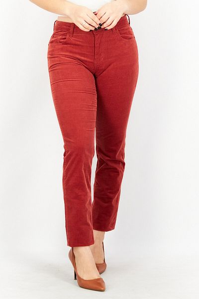 Esprit Women Slim Fit Corduroy Pants, Red
