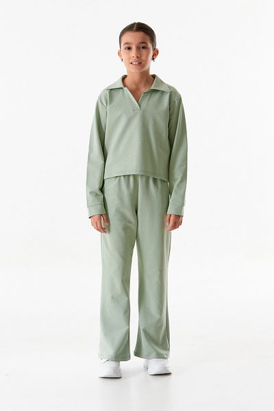 Fulla Moda Basic Polo Collar Elastic Waist Girl's Suit