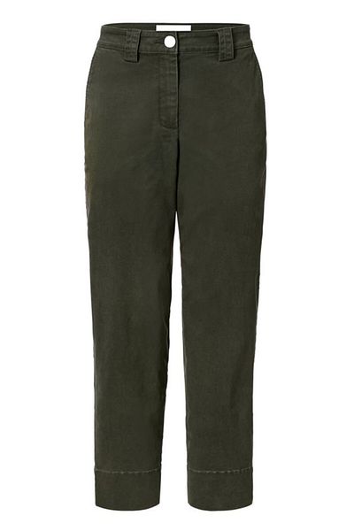 Tchibo Women Tapered Fit Solid Chino Pants, Olive