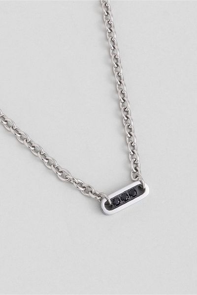 So CHIC... 55 cm Steel Men's Necklace with Zircon Stone Detail