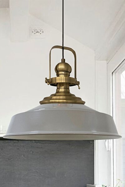 Bamyum Gri Asaletli Tekli Avize Eskitme Başlık Retro Sarkıt Lamba Restoran Cafe Salon Avizeleri