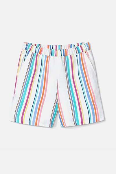 Tchibo Kids Girl Stripe Pull,On Shorts, White Combo