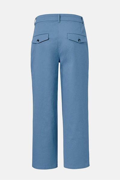 Tchibo Women Straight Leg Crop Chino Pants, Blue