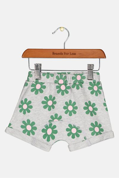 Cotton On Kids Toddlers Girl Allover Print Pull On Shorts, Grey