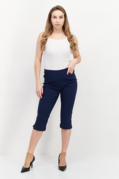 Tchibo Women Slim Fit Plain Crop Pants, Navy Blue