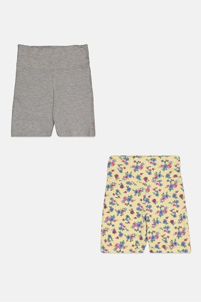 Madden Girl Toddlers Girl 2 Pieces Floral Print And Heather Biker Short, Yellow