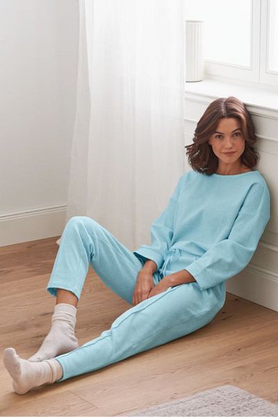 Tchibo Women Drawstring Plain Jogger Pants, Sky Blue