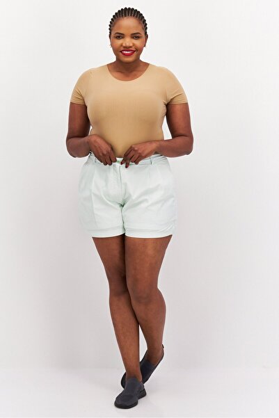 Reebok Women Plus Size Brand Logo Training Shorts, Light Green