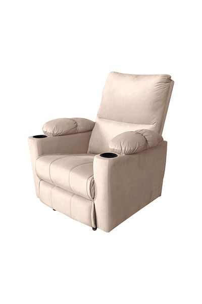 Lazy Vibes Sun | Velvet Classic Cinematic Recliner Chair with Cups Holder - Dark Ivory