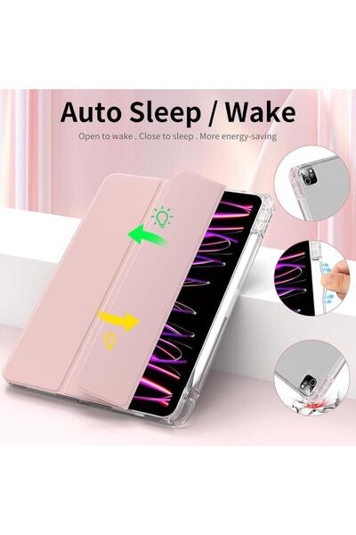 UnDePlus Apple iPad Air 13Inch M2/M3 Compatible Case with Pen Compartment Acrylic Transparent Detachable Case A2898 A2899