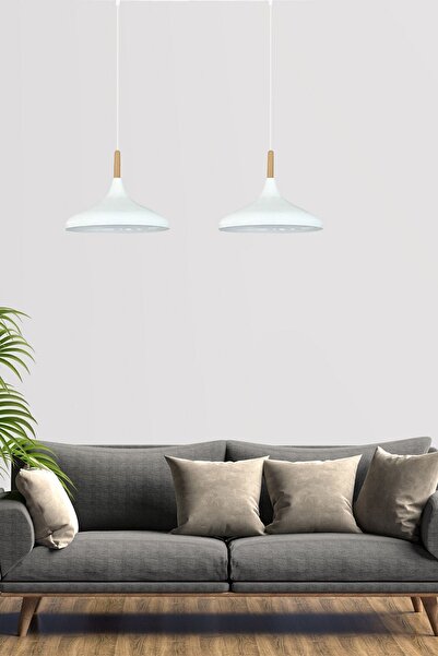 Bamyum Ikili Champion Beyaz İç Beyaz Sarkıt Lamba Yemek Masası Oturma Odası Mutfak Salon Otel Café