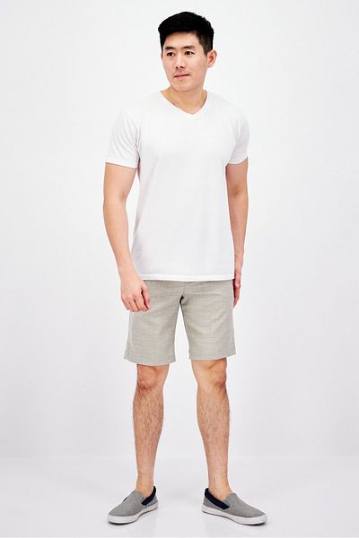 TOMMY LIFE Oversize Men's Shorts with Black Surface Texture - 81288