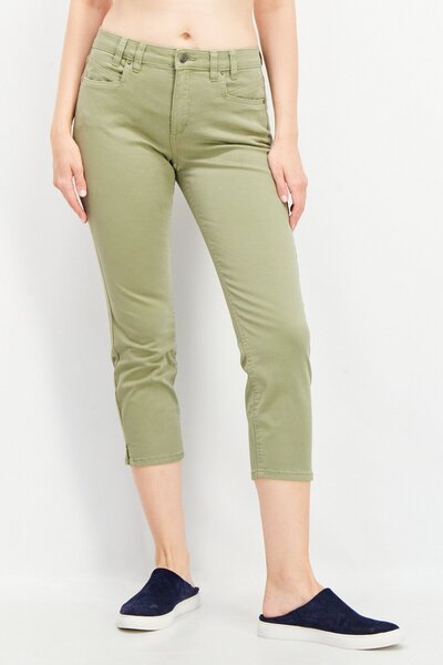 Esprit Women Slim Fit Solid Chino Ankle Pants, Olive