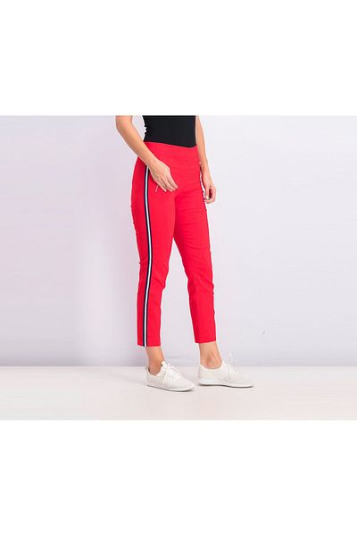 Tchibo Women Regular Fit Plain Capri Pants, Red Combo