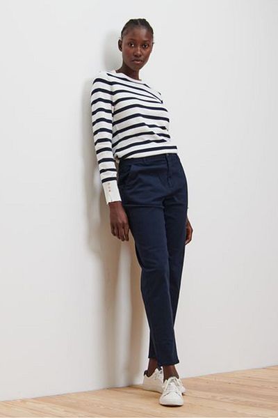 Tchibo Women Regular Fit Plain Chino Pants, Navy
