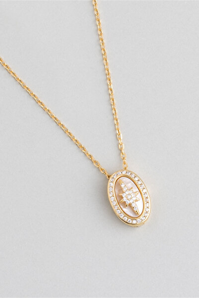 So CHIC... Mirasın İzinde 18 Ayar Sarı Altın Kaplama 45 Cm Gümüş Yıldız Kolye