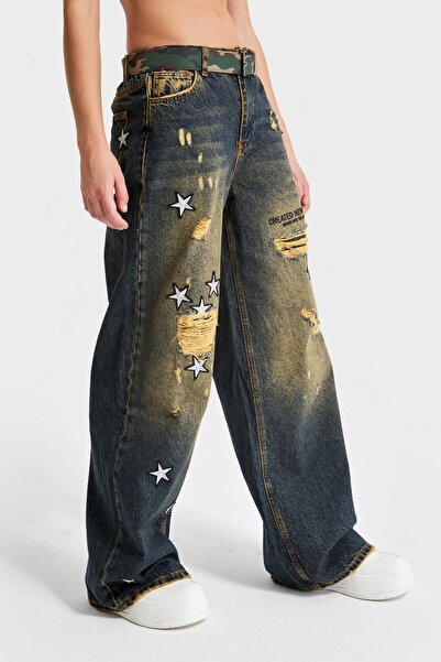 its basic Tmavé džíny barevný dámský denim - design maskovacího pásu