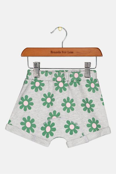 Cotton On Kids Toddlers Girl Allover Print Pull On Shorts, Grey