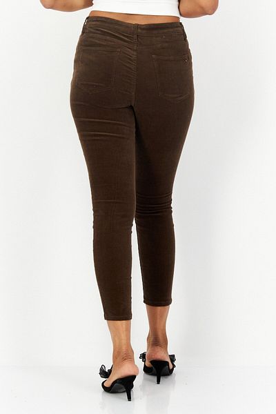 Tommy Hilfiger Women Textured Corduroy Pants, Brown