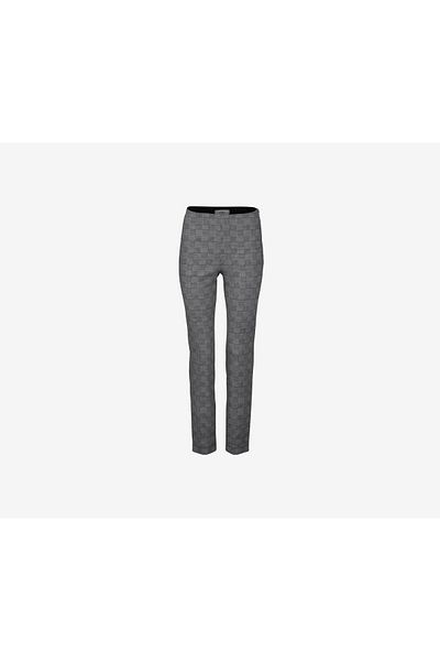 Tchibo Women Regular Fit Textured Straight Leg Pant, Black Combo