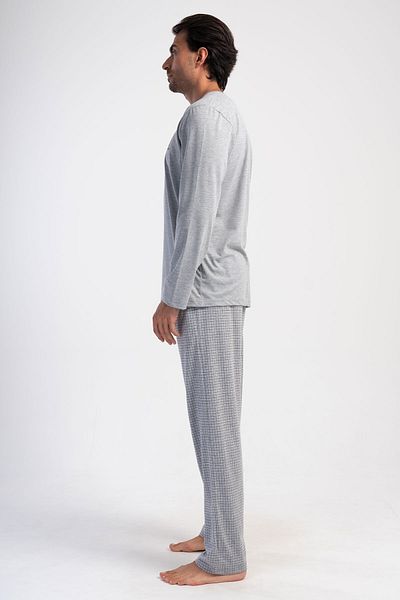 ELİS Long Sleeve Gray King Size Men's Pajama Set