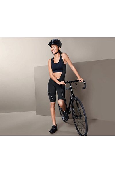 Tchibo Women Sportswear Fit Bicycle Bib Shorts, Black
