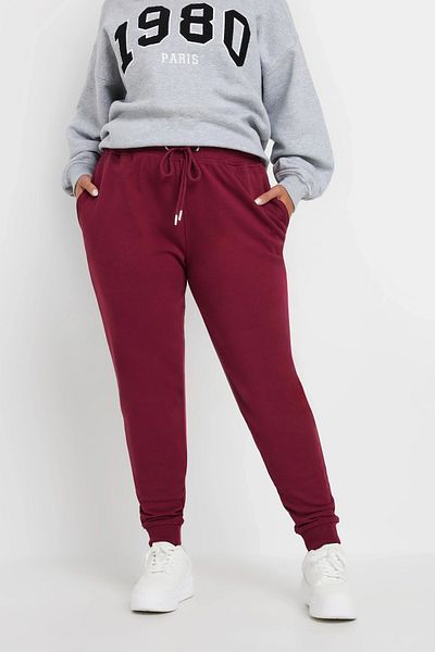 Stil Diva Pantaloni de sport de jogger de mărime mare, cu talie elastică și buzunare pentru picioare 303568