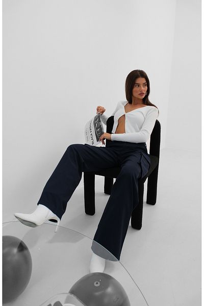 Black Fashion High Waist Navy Blue Cargo Pants - With Pockets