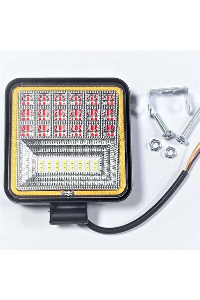 Carub Off-Road 10-30V 42 Led Sis Farı Kare Sarı-Kırmızı