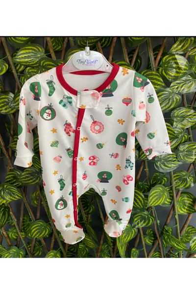Tiny World Christmas Christmas Snow Globe Patterned Unisex Baby New Year Jumpsuit