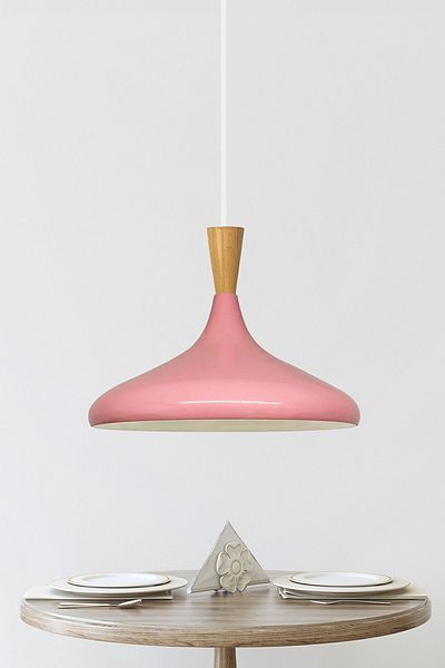Bamyum Pink Wooden Funnel Single Chandelier Pendant Lamp Living Room Kitchen Cafe Boutique Lamp Lighting Chandeliers